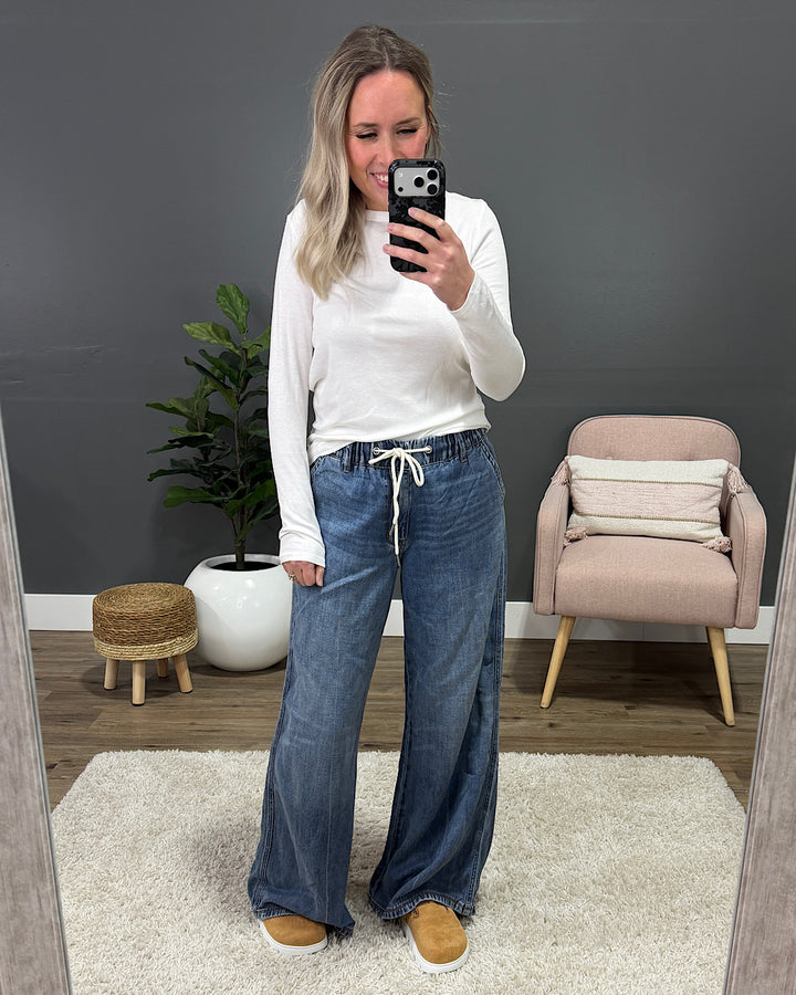 Amelia Micro Ribbed Long Sleeve Top - Black Staccato