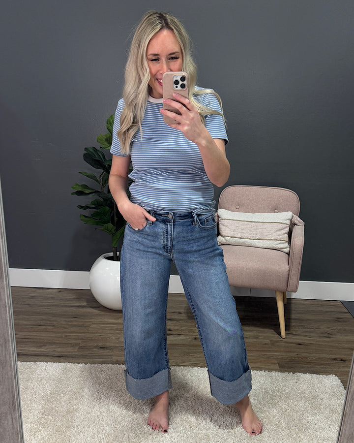 KanCan That Feeling Rolled Hem Wide Leg Jeans KanCan