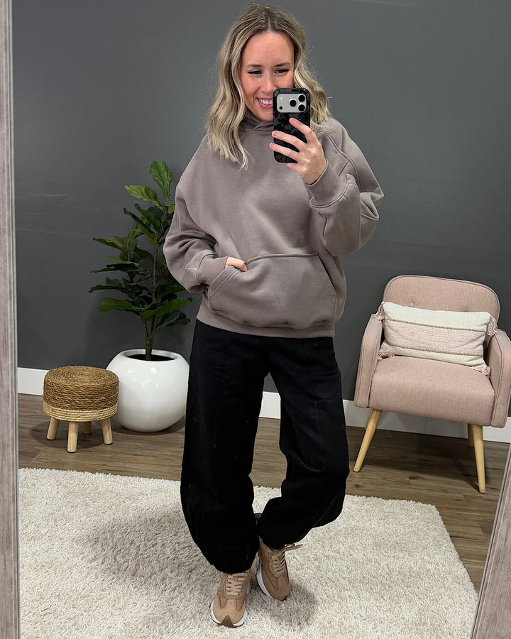 NEW! Rae Mode Fleece Oversized Hoodie - Dark Taupe Rae Mode