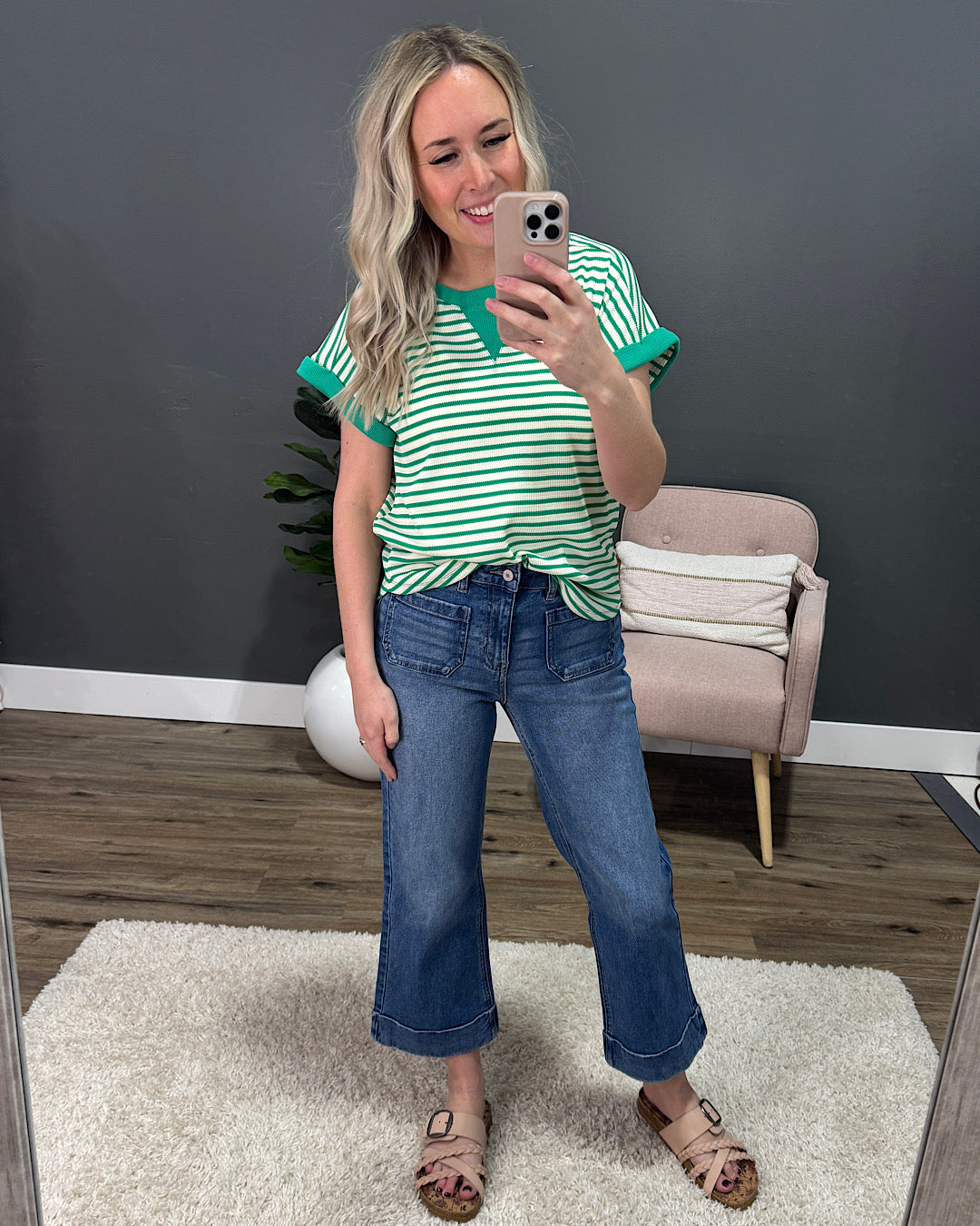 KanCan Isabella 2.0 Rolled Hem Crop Flare Jeans - Medium Wash KanCan