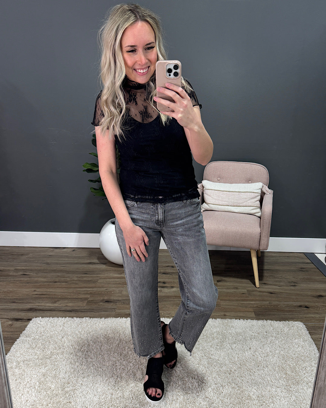 Floral Lace Top - Black Zenana