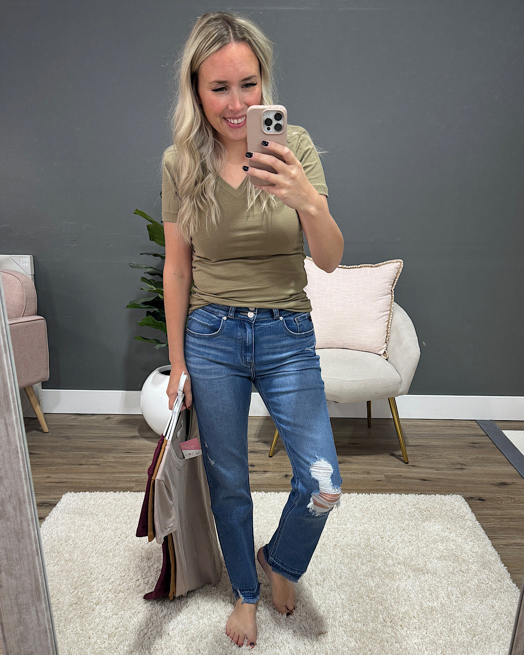 Essential V Neck Top - Deep Camel FINAL SALE Zenana