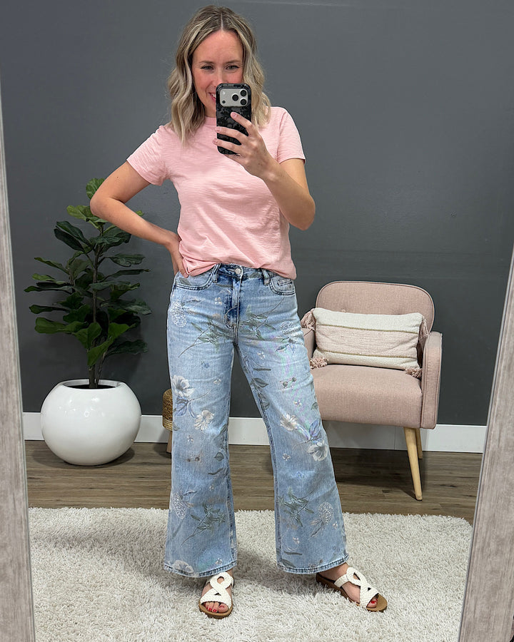NEW! Vervet Kyla Vintage Floral Flare Jeans Vervet
