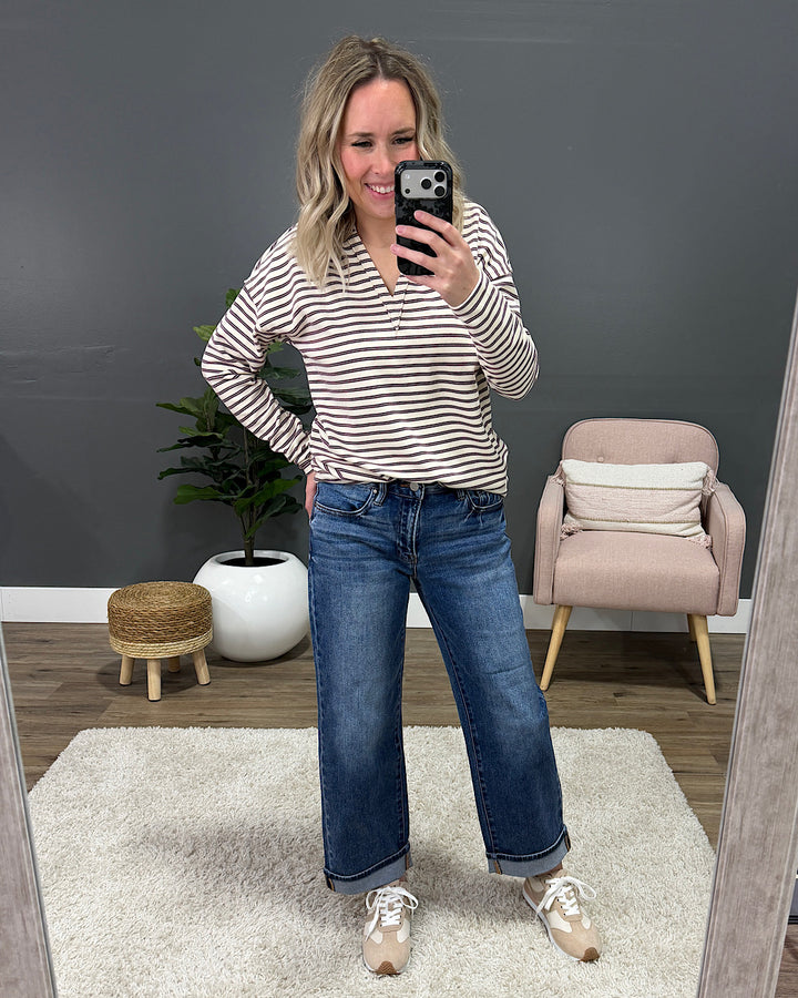 NEW! Risen Rowan Non Distressed Boyfriend Jeans - Dark Wash Risen