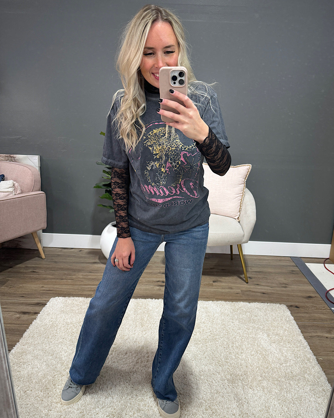 Dreamer World Tour Leopard Black Mineral Wash Tee SALE Zutter