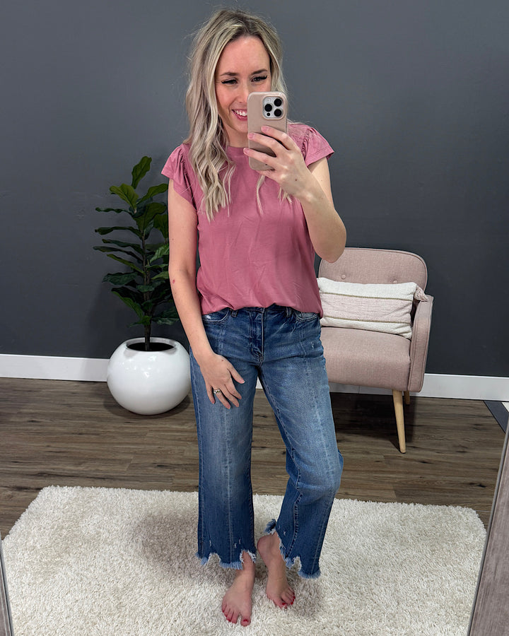 Demi Flutter Sleeve Top - Marsala FINAL SALE Staccato