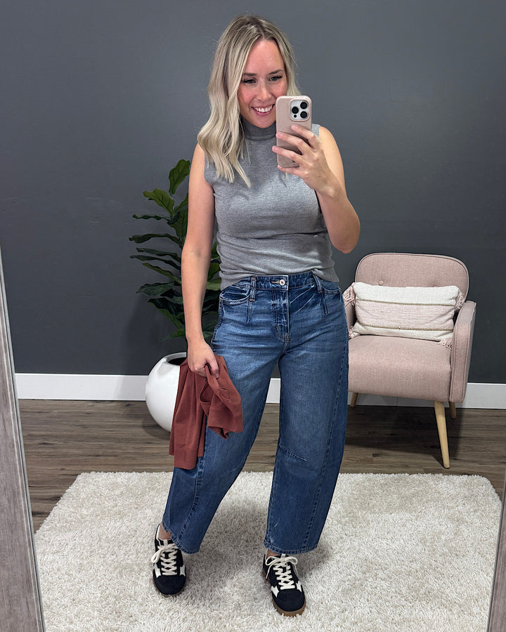 Lainey Mock Neck Sweater Tank Top - Marsala SALE Be Cool