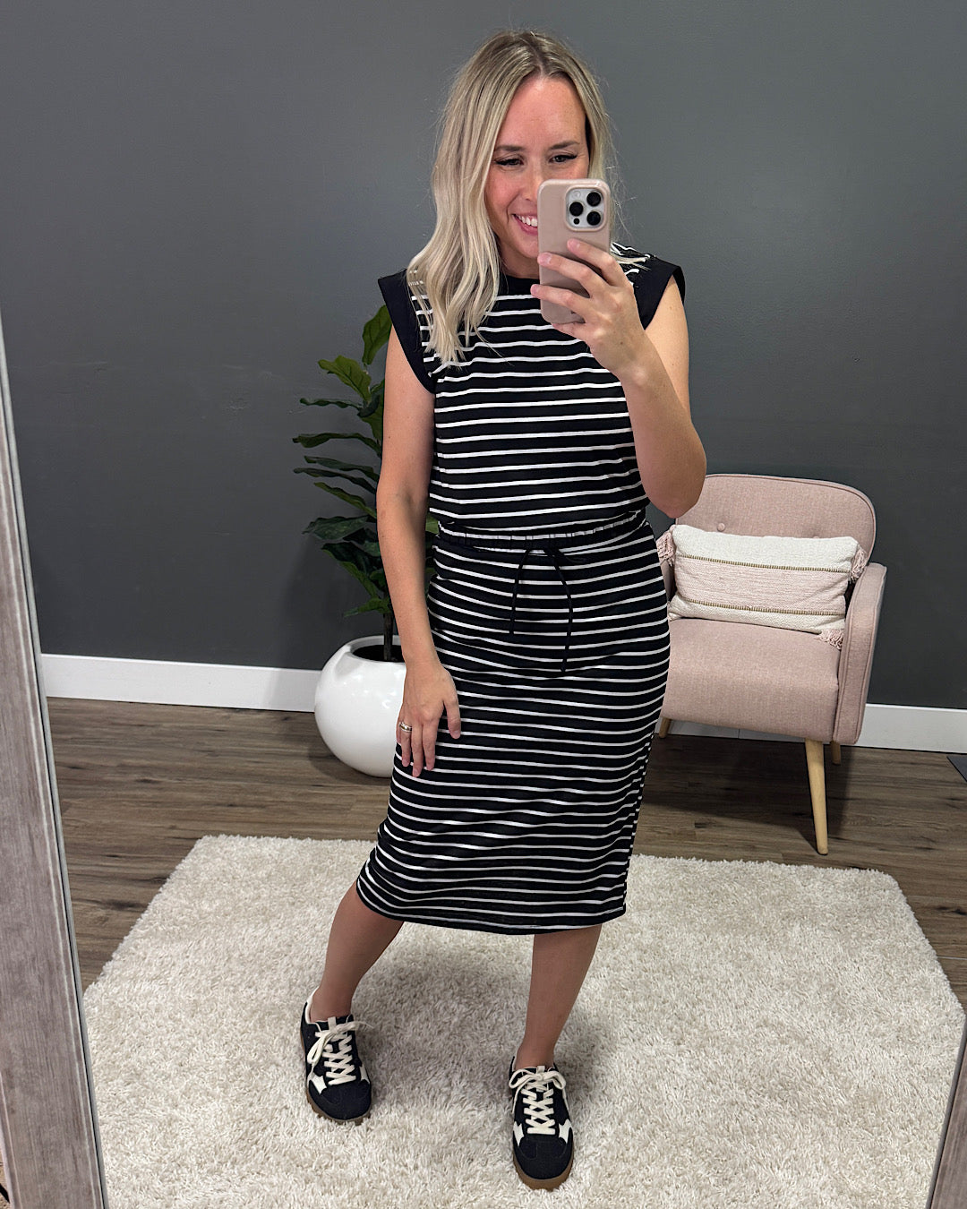 Striped Top and Skirt Set - Black & White Hyfve