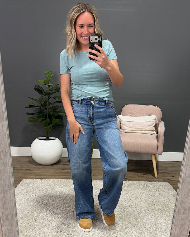 NEW! Breckin Ribbed Top - Seafoam