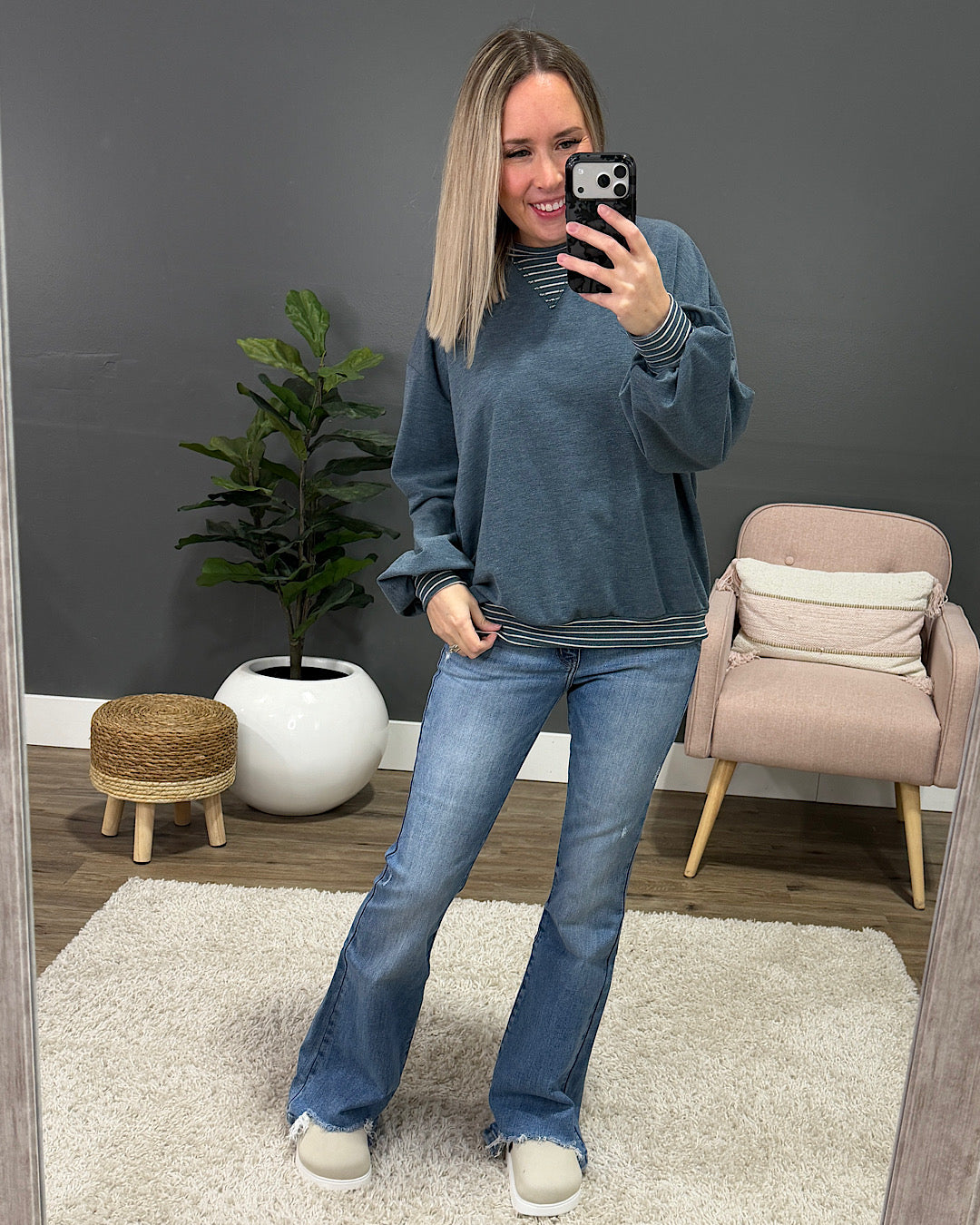 Isabel Contrast Striped Top - Blue FINAL SALE Lovely Melody