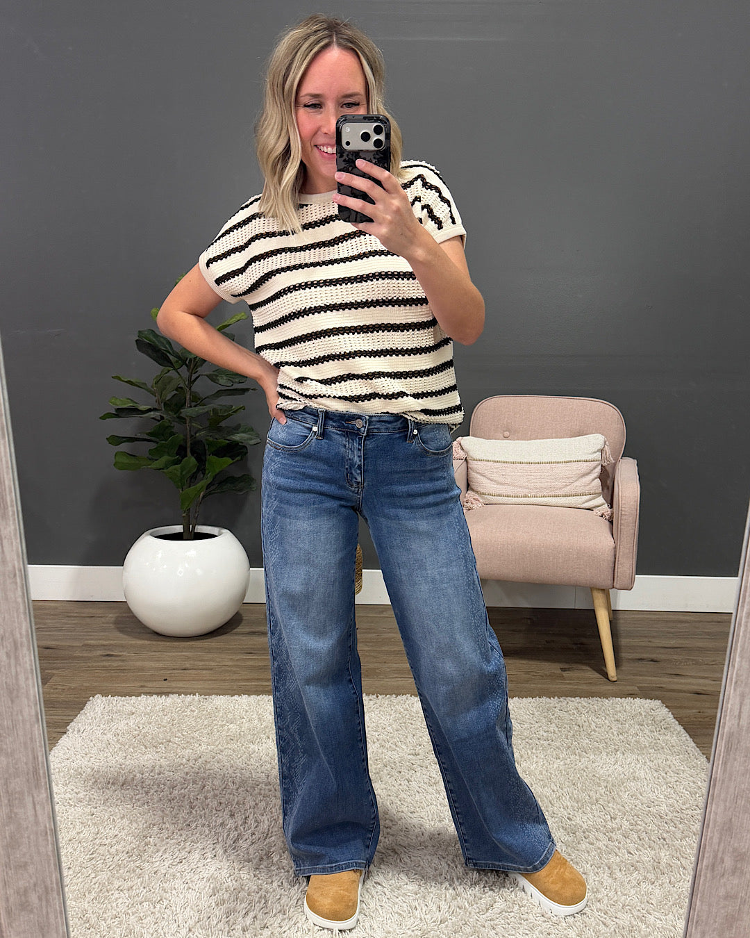 KanCan Isla Snakeskin Wide Leg Jeans KanCan
