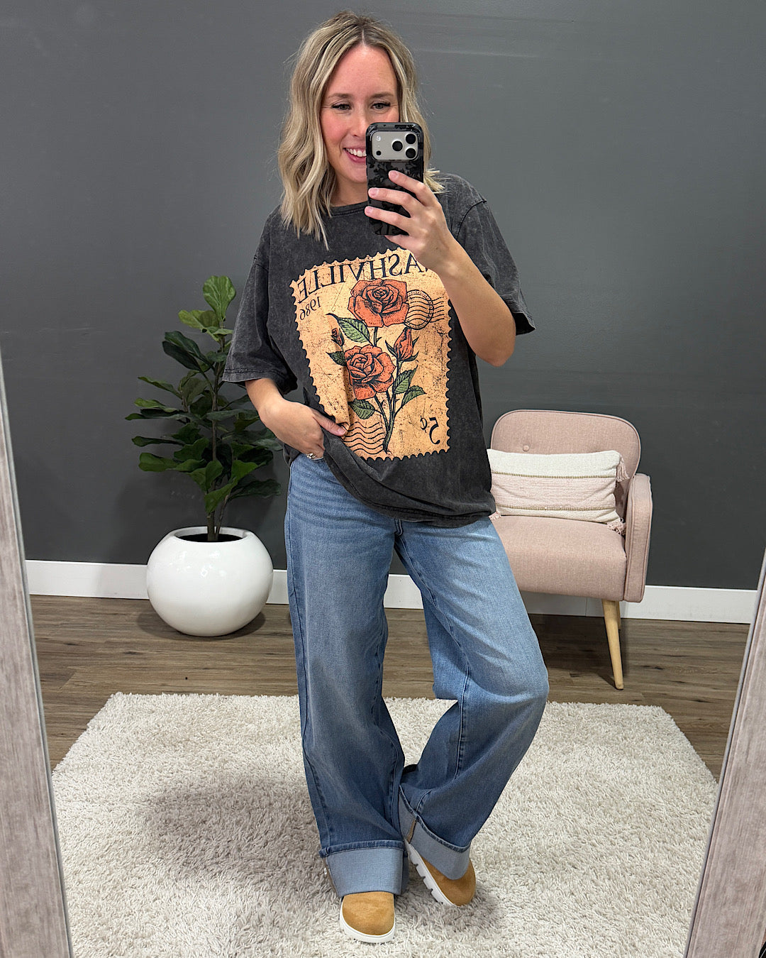 Nashville Postage Stamp Vintage Black Tee Zutter
