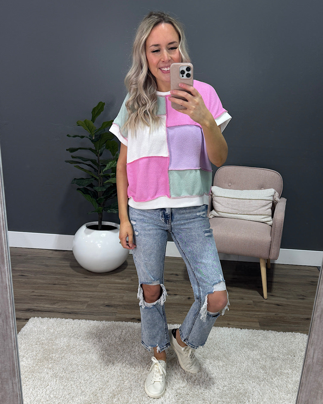 Dara Color Block Top - Pink, Sage & Lilac SALE Lovely Melody