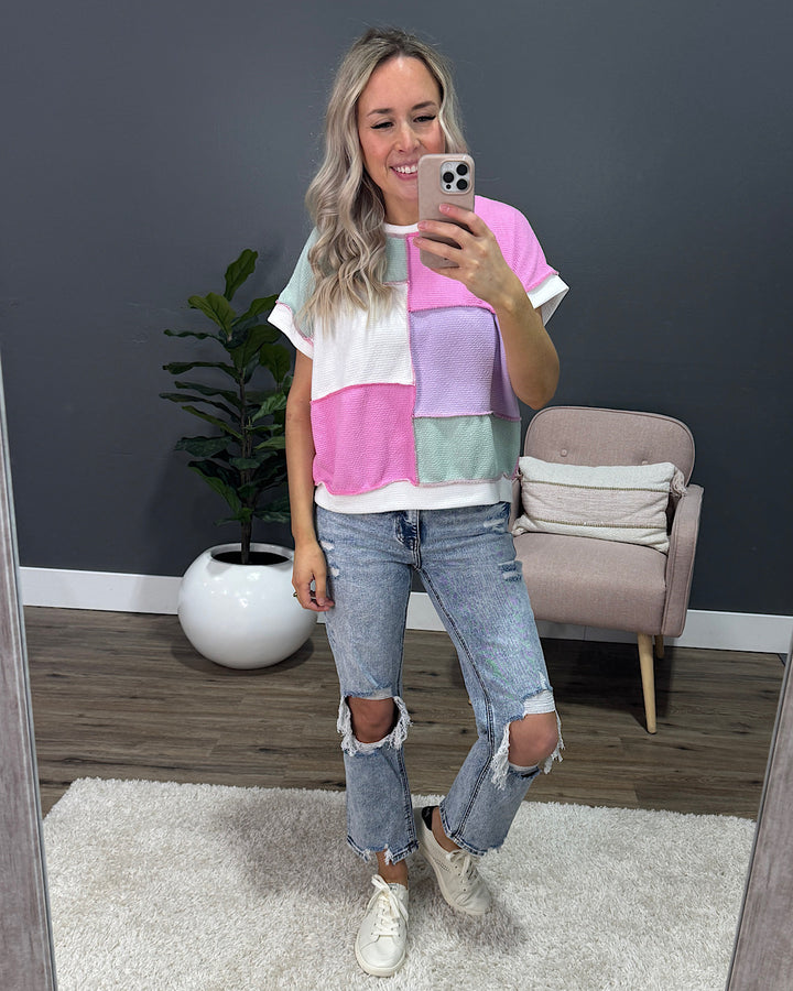 Dara Color Block Top - Pink, Sage & Lilac SALE Lovely Melody
