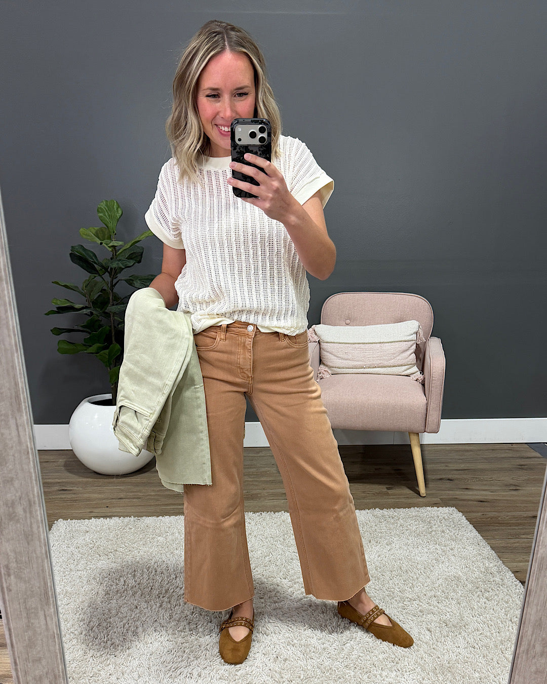 Vervet Skye Wide Leg Non Distressed Crop Jeans - Mocha Vervet