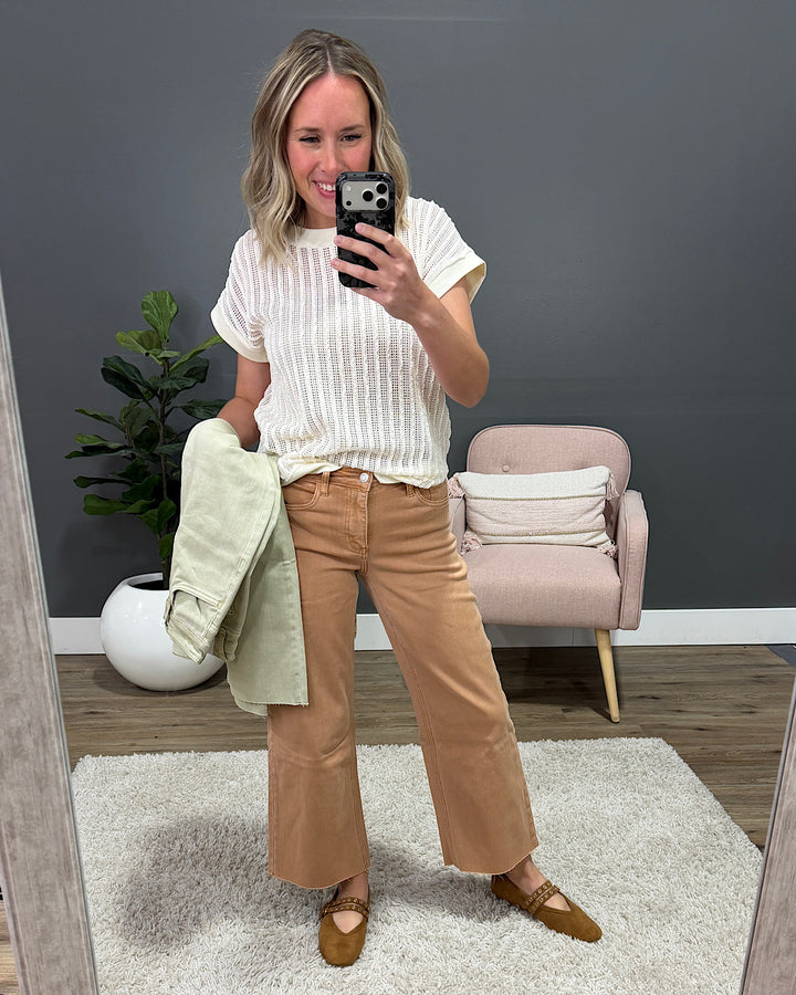Vervet Skye Wide Leg Non Distressed Crop Jeans - Mocha Vervet