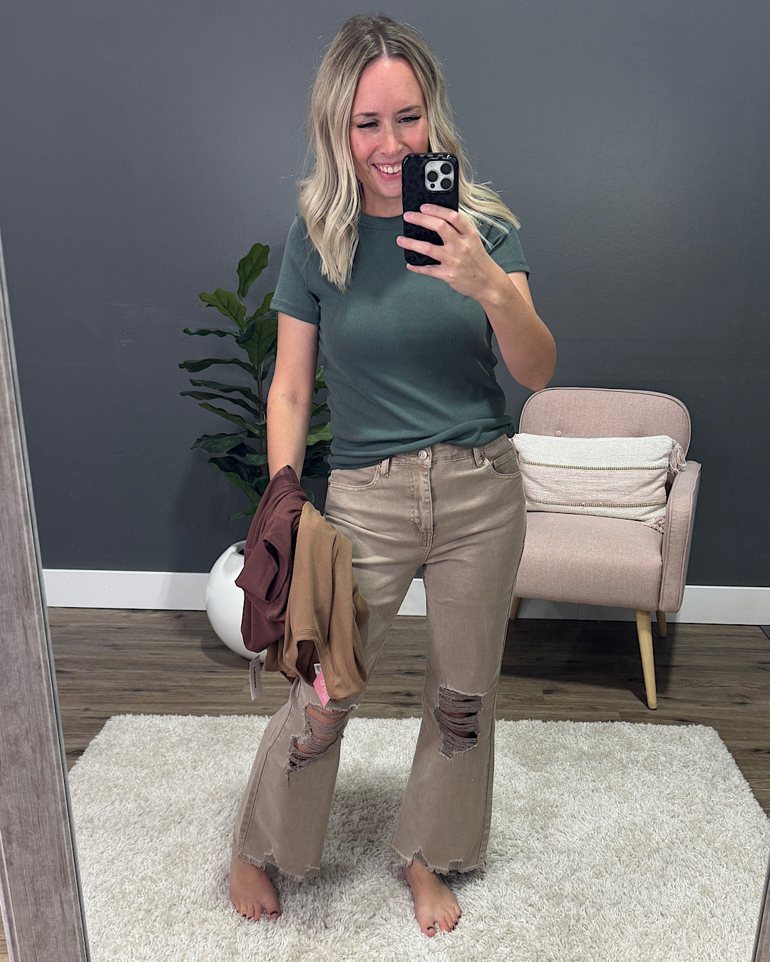 Brenley Ribbed Knit Top - Tea Green Wishlist