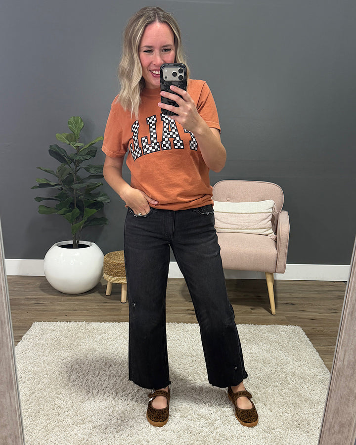 Vervet Carolina Fray Hem Slim Wide Leg Jeans - Black Vervet