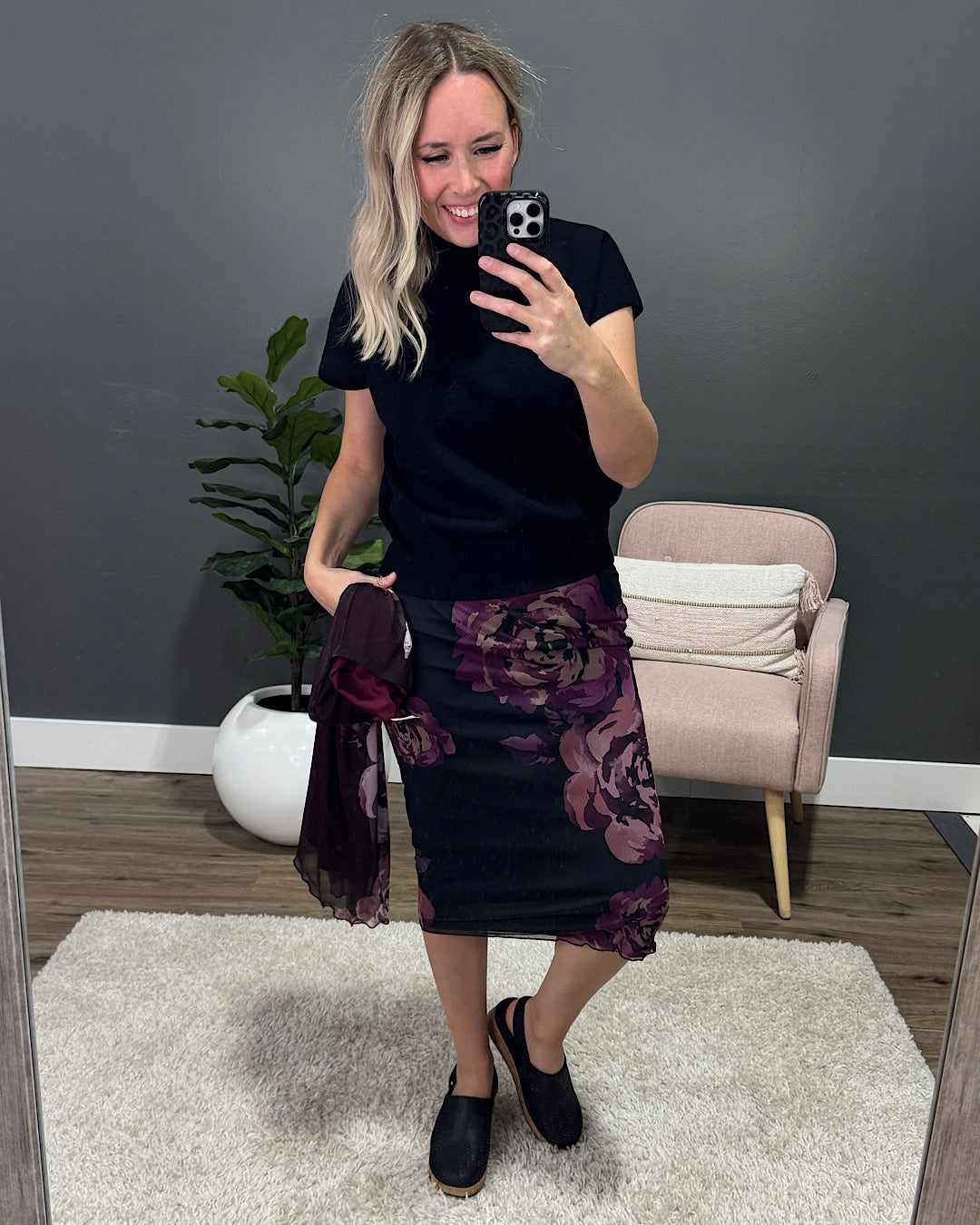 Adley Floral Mesh Skirt - Plum & Mauve Sew In Love