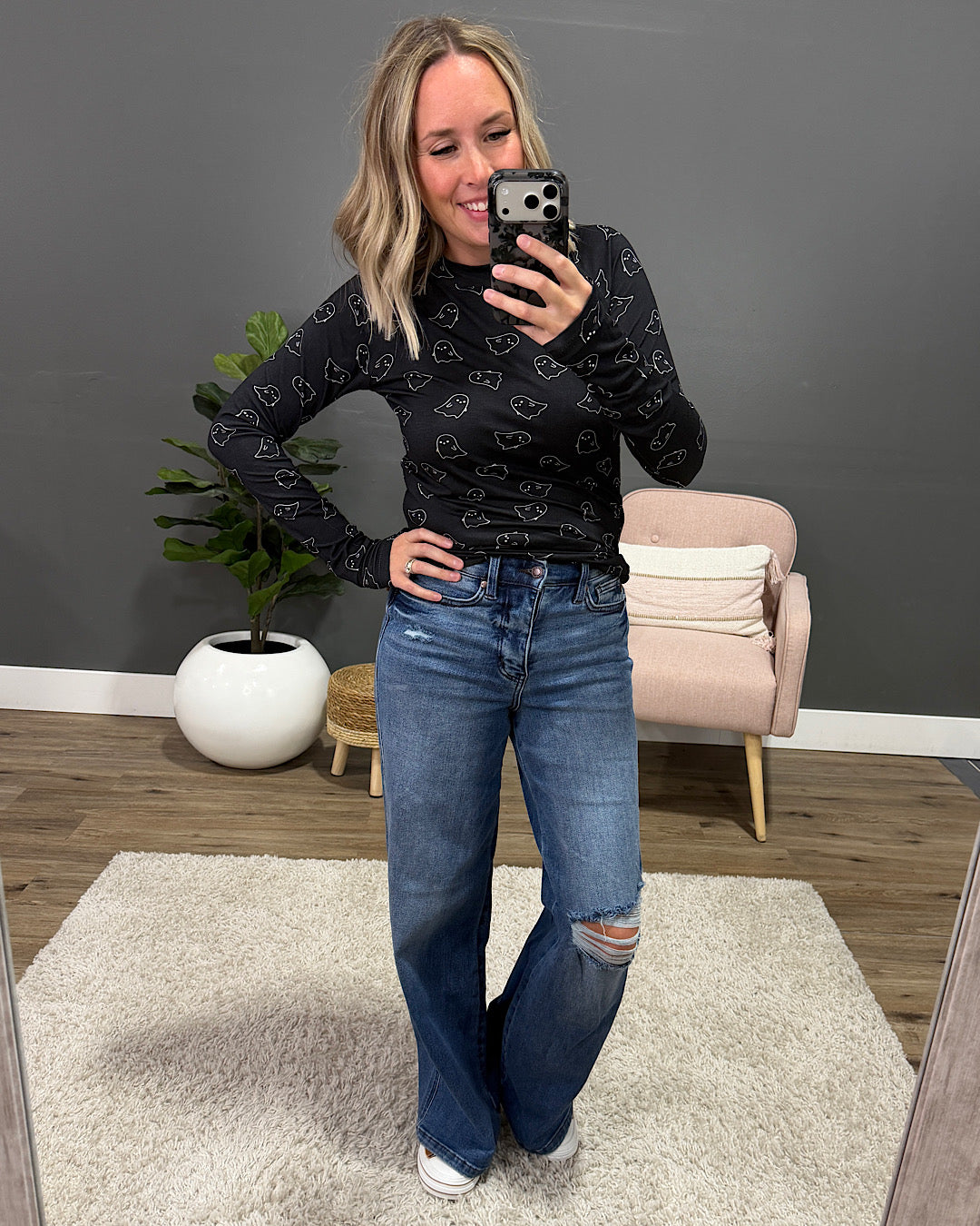 NEW! Blair Long Sleeve Top - Midnight Ghosts Michelle Mae