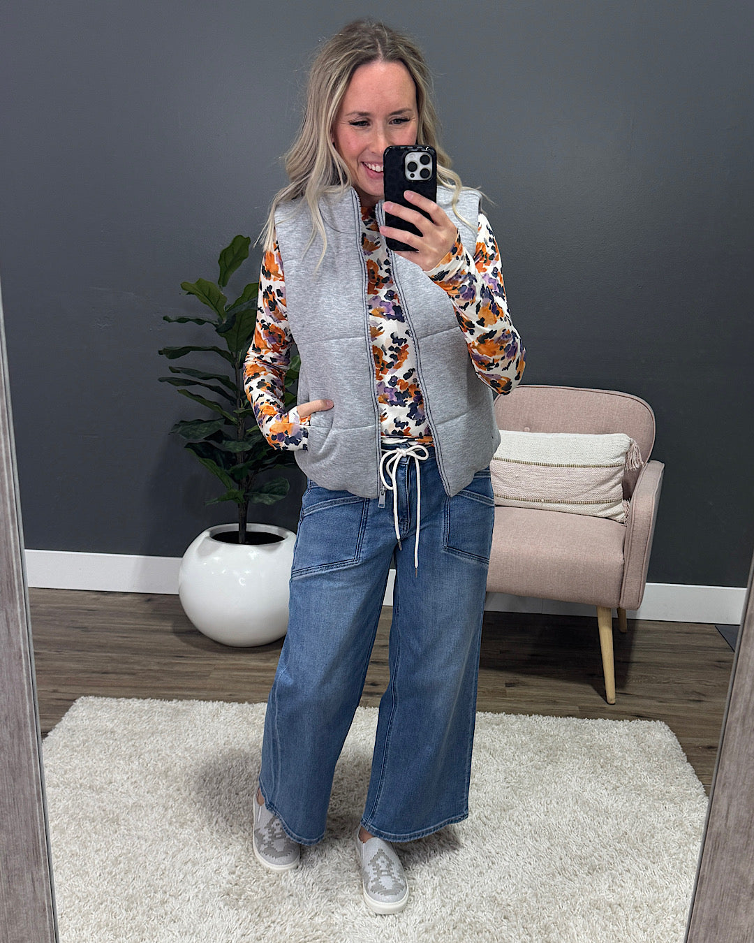 Selene Puffer Vest - Heather Gray Be Cool