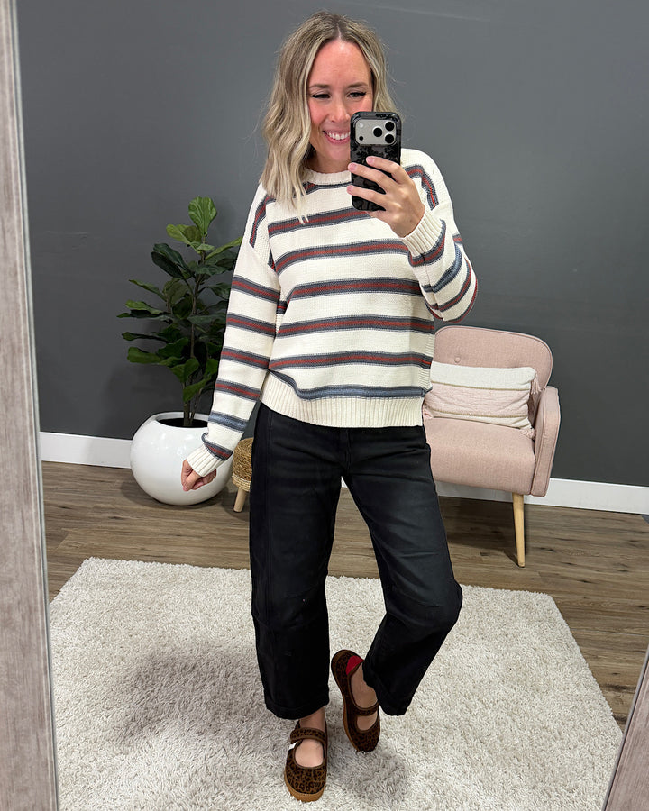 NEW! Jane Striped Sweater - Slate Blue Be Cool