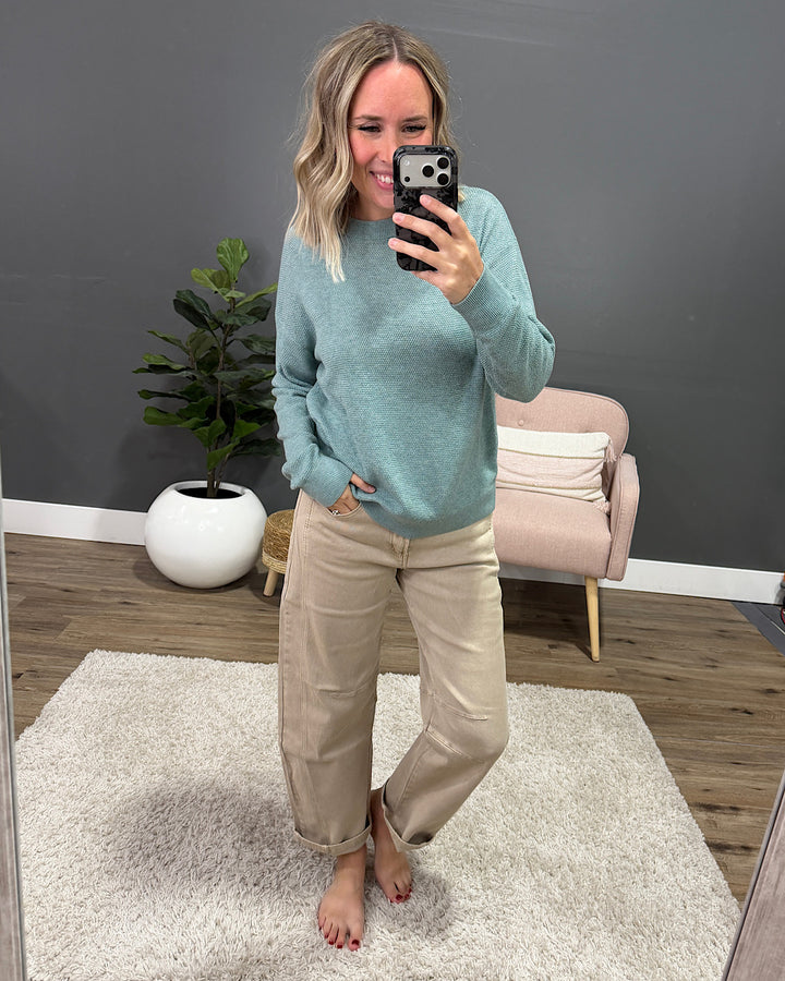 NEW! Mary Waffle Knit Sweater - Light Blue Staccato