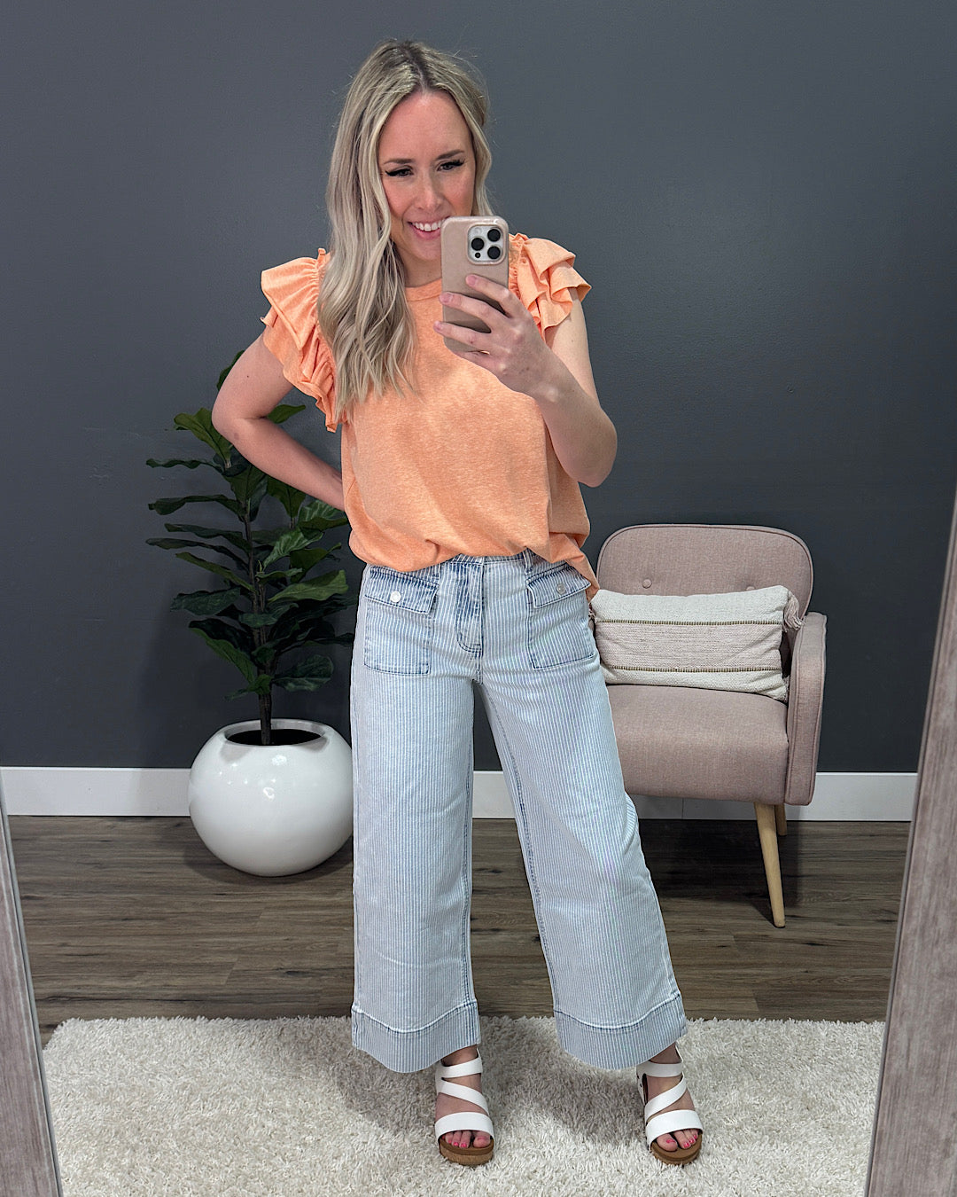 KanCan Josslyn Pinstripe Wide Leg Jeans KanCan