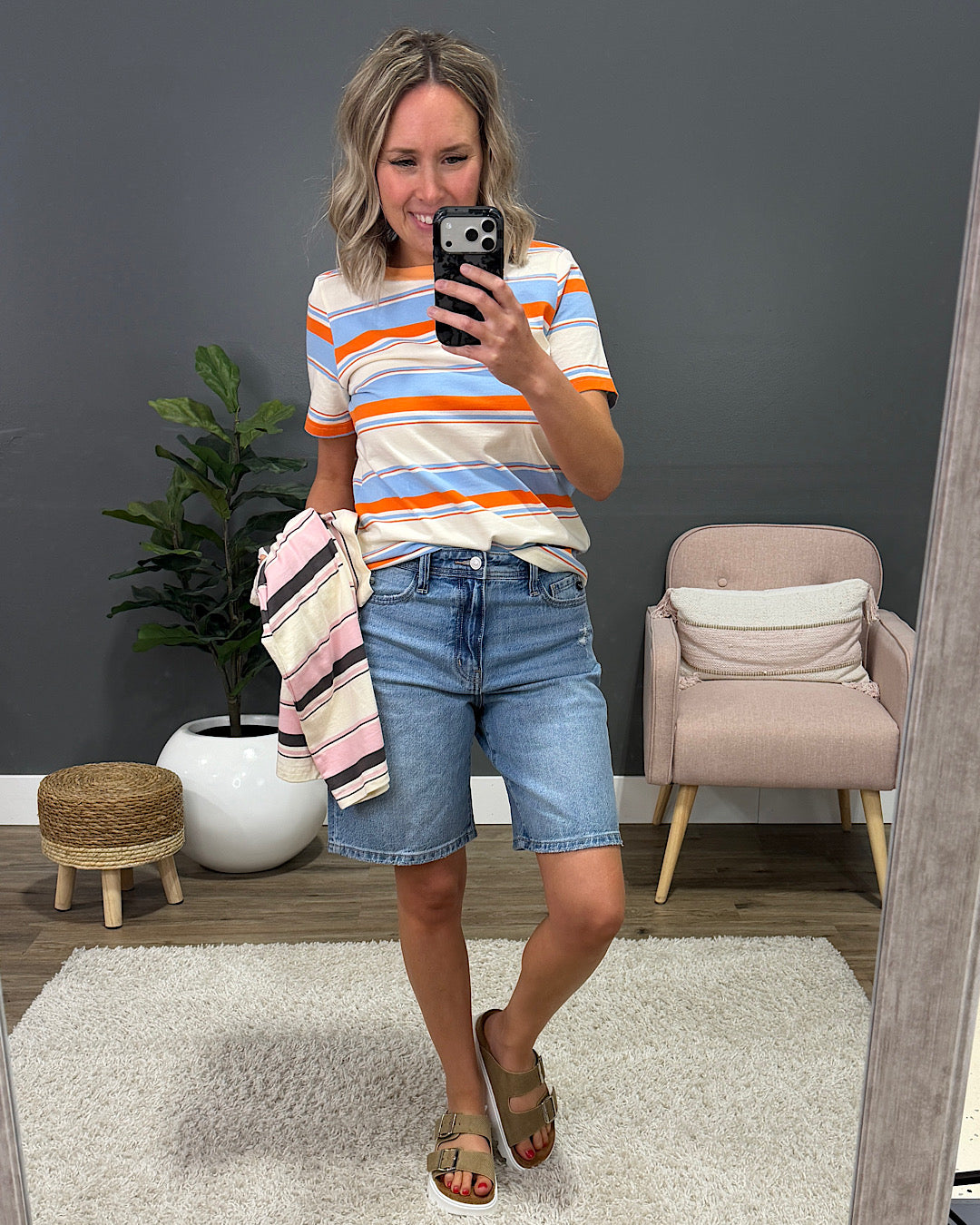 Anna Multi Stripe Top - Sky Blue Staccato