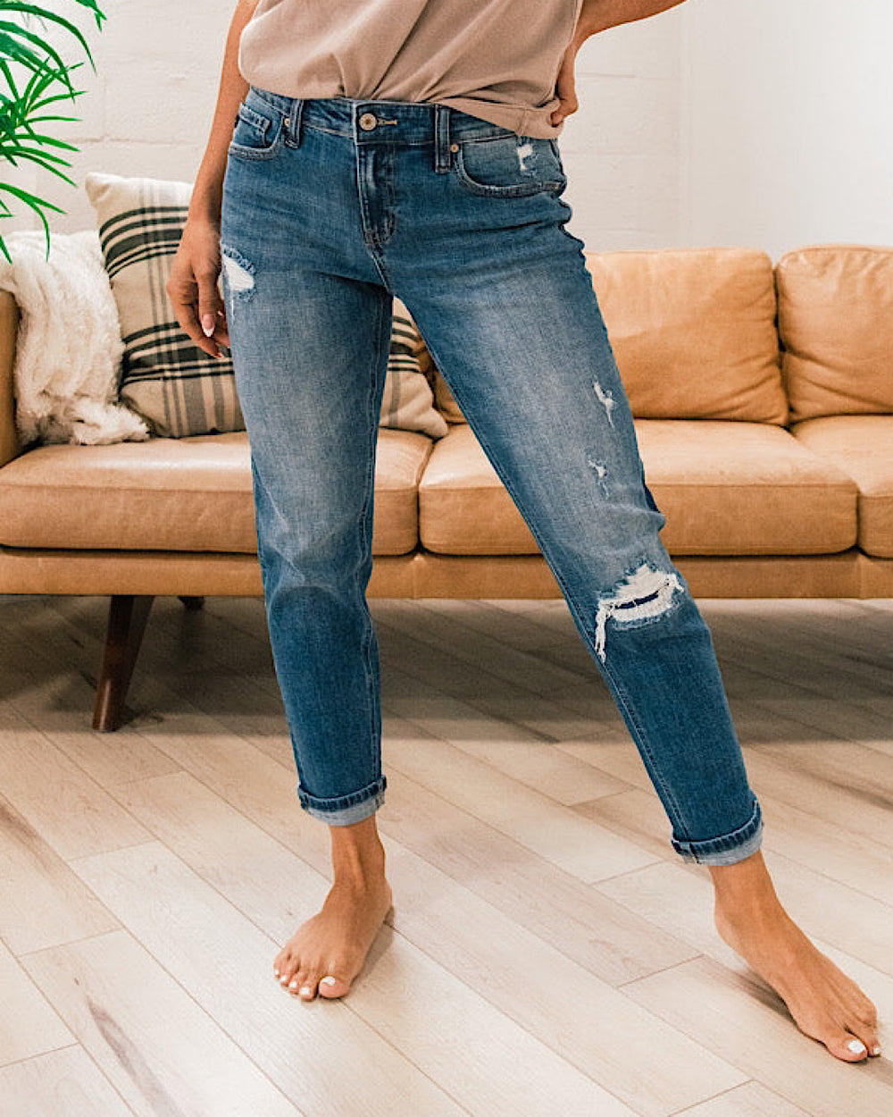 KanCan Haven Patched Boyfriend Jeans - Regular and Plus FINAL SALE KanCan