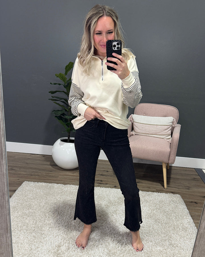 Vervet You Got It Crop Flare Jeans - Black Vervet