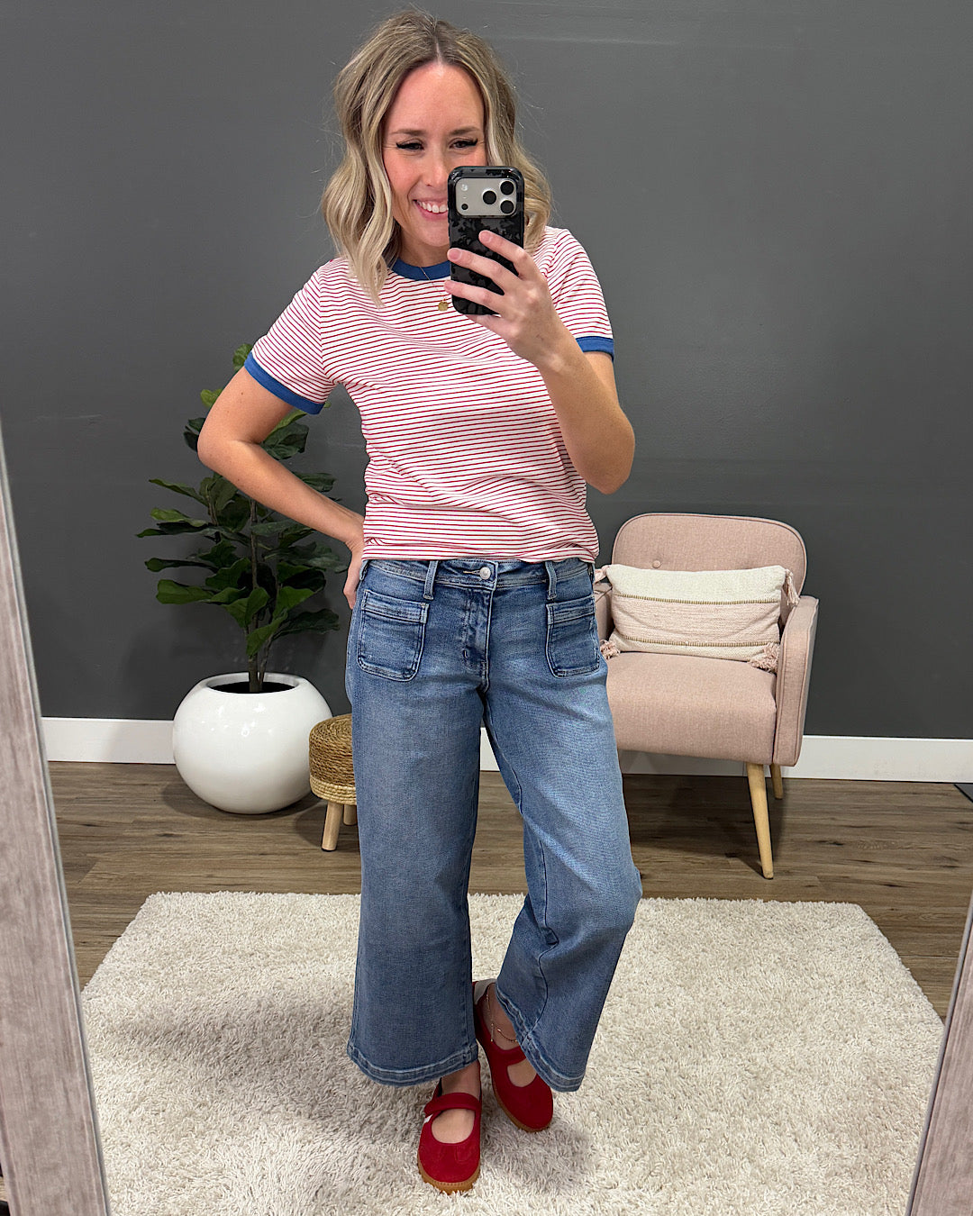 Alexis Striped Knit Top - White & Red Wishlist