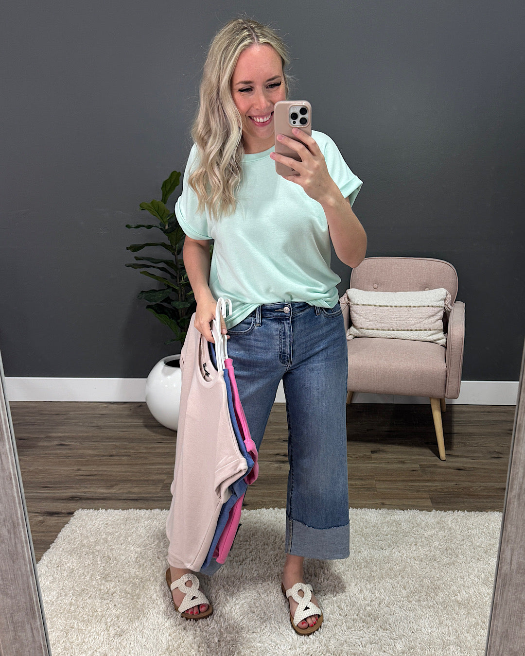 Melissa Roll Sleeve Top - Mint FINAL SALE Staccato