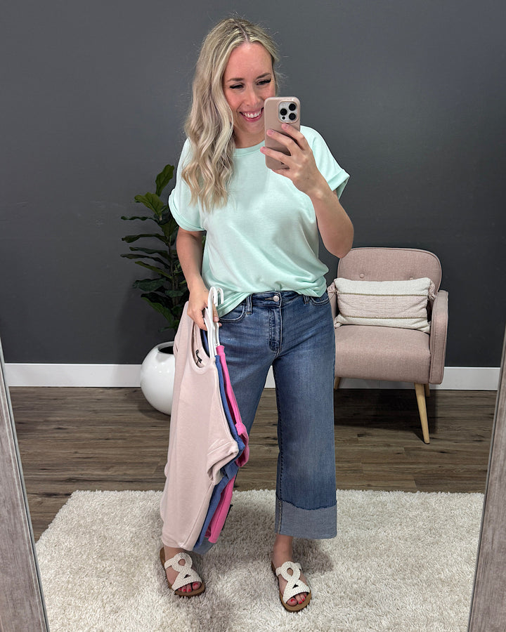 Melissa Roll Sleeve Top - Mint FINAL SALE Staccato