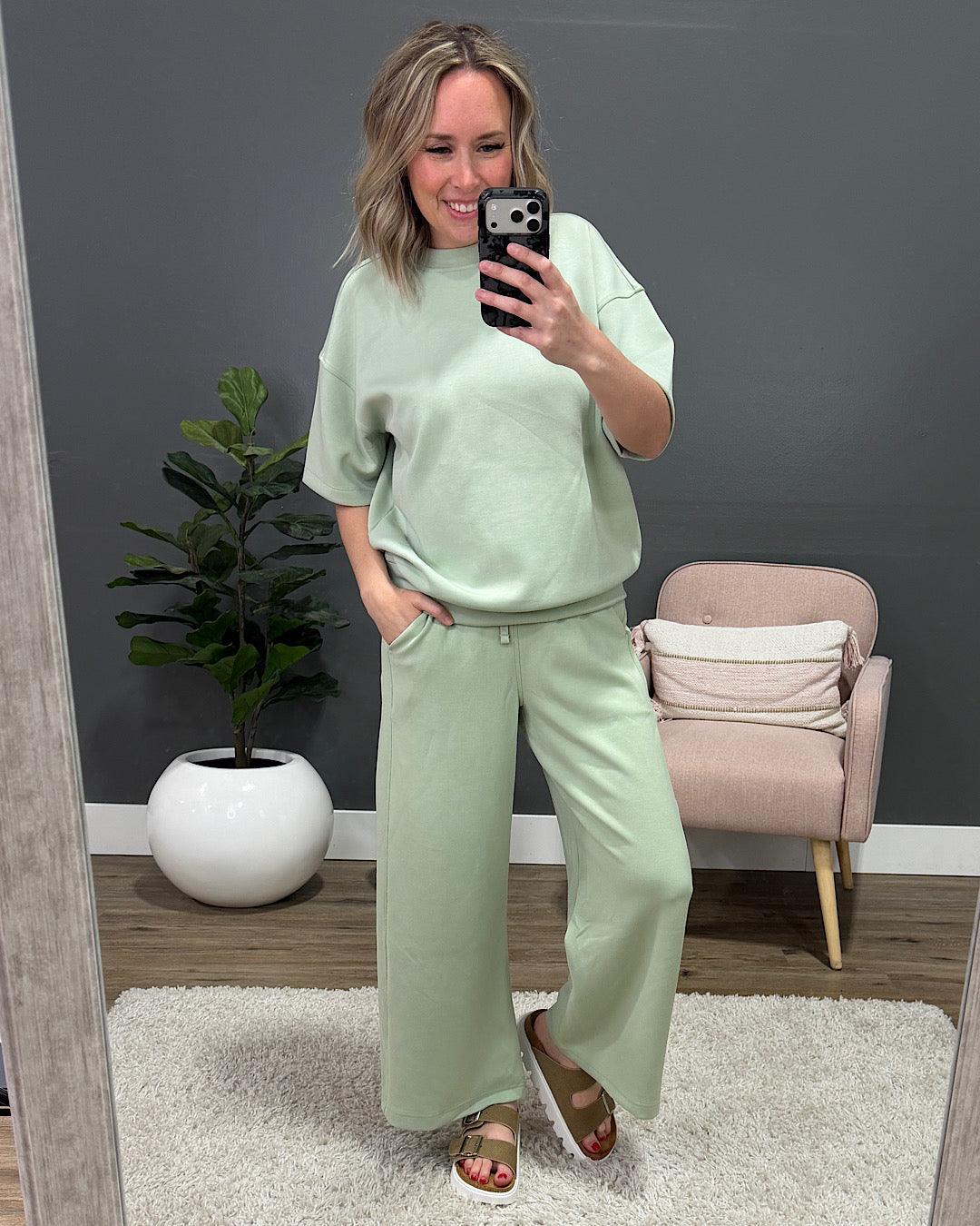 NEW! Macey Scuba Fabric Top - Pistachio Cream Rae Mode