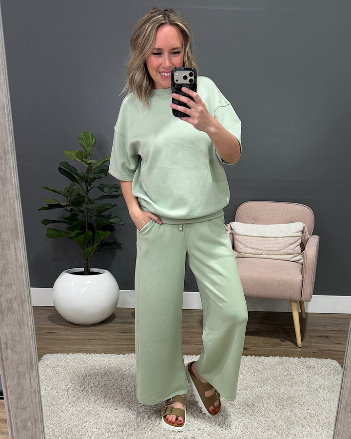 NEW! Macey Scuba Fabric Top - Pistachio Cream Rae Mode