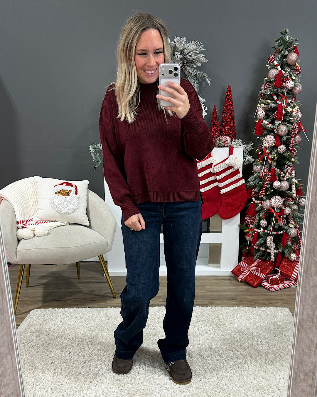 NEW! Danica Ribbed Knit Sweater - Burgundy Be Cool