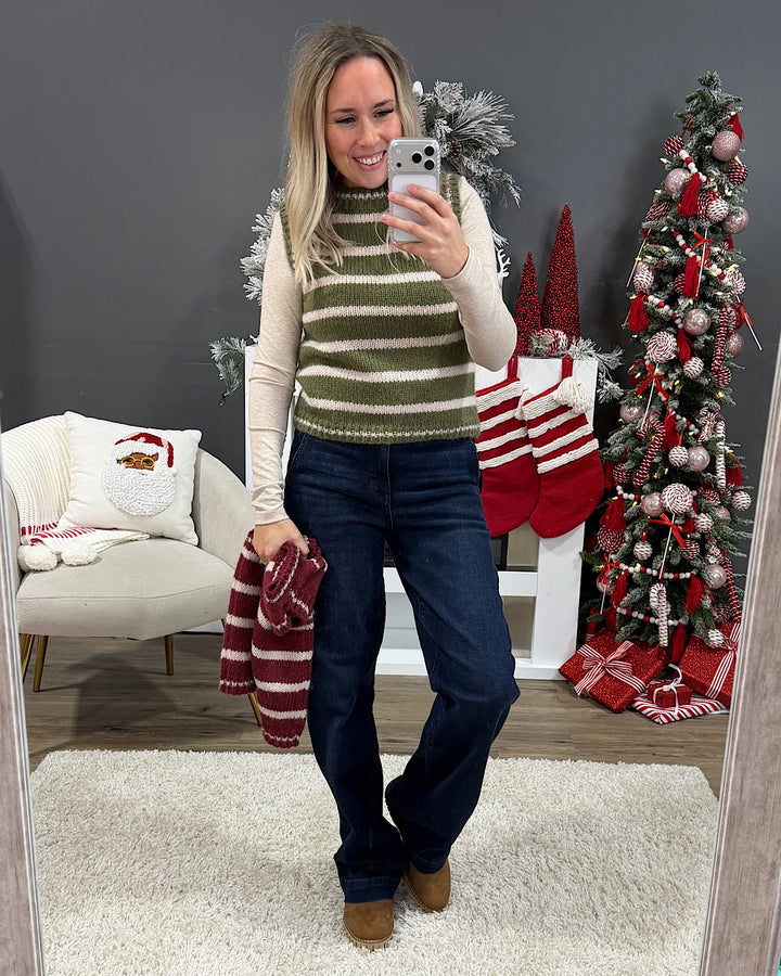 NEW! Jackie Wool Striped Sweater Vest - Wine Be Cool