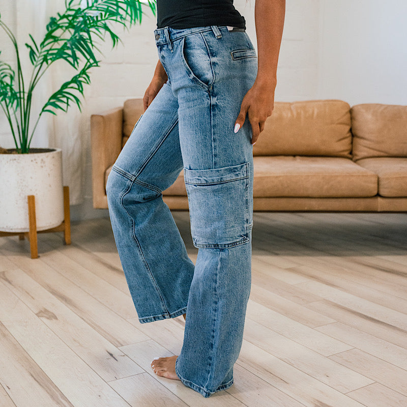 KanCan Natasha Wide Leg Cargo Jeans SALE KanCan
