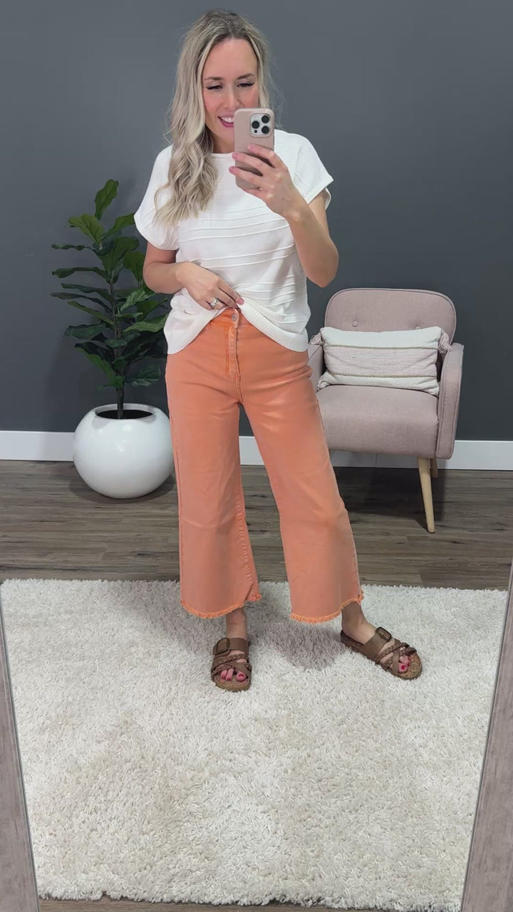 Mae Wide Leg Cropped Jeans - Orange Zenana