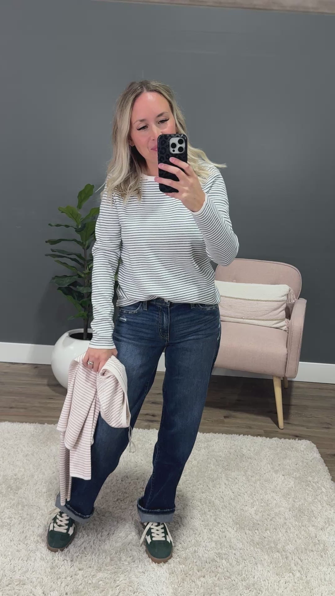 Emma Pinstriped Sweater - Ivory & Taupe SALE Staccato