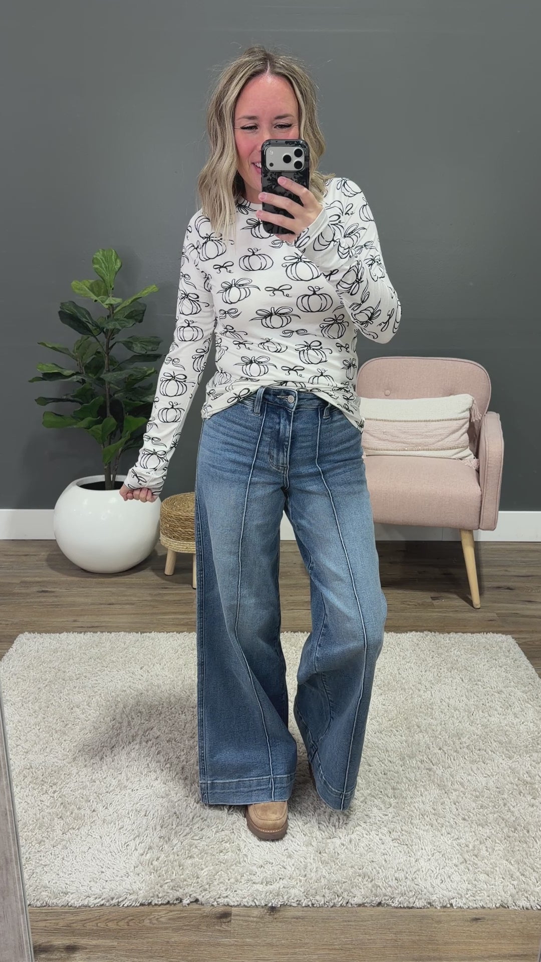NEW! Blair Long Sleeve Top - Classic Pumpkins Michelle Mae