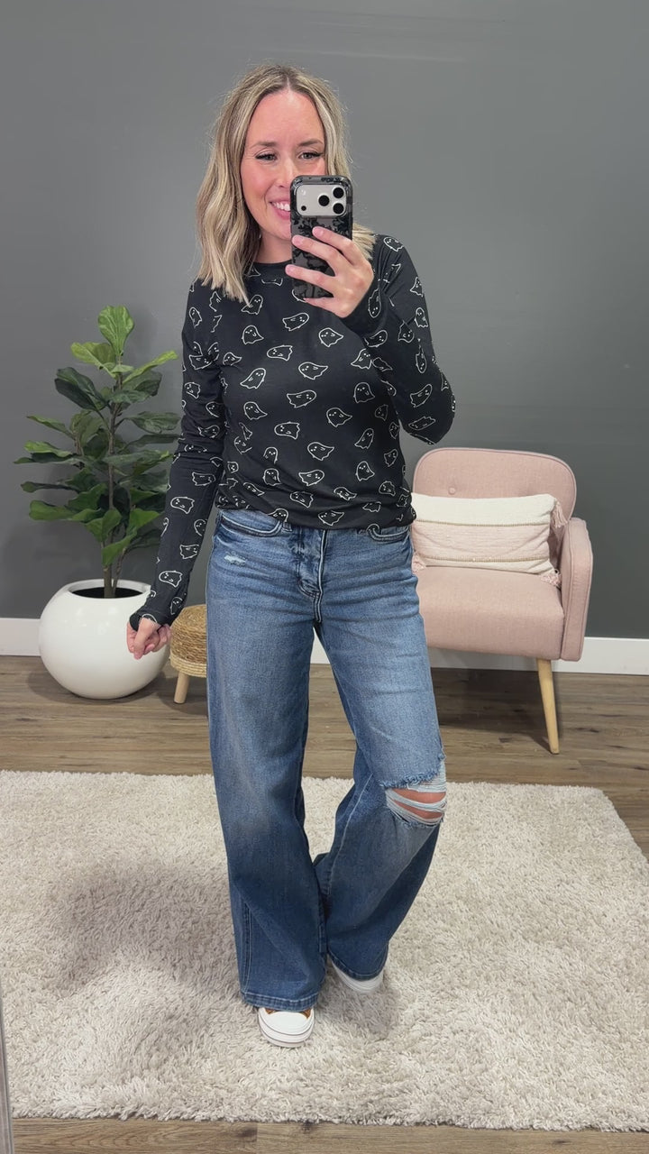 NEW! Blair Long Sleeve Top - Midnight Ghosts Michelle Mae