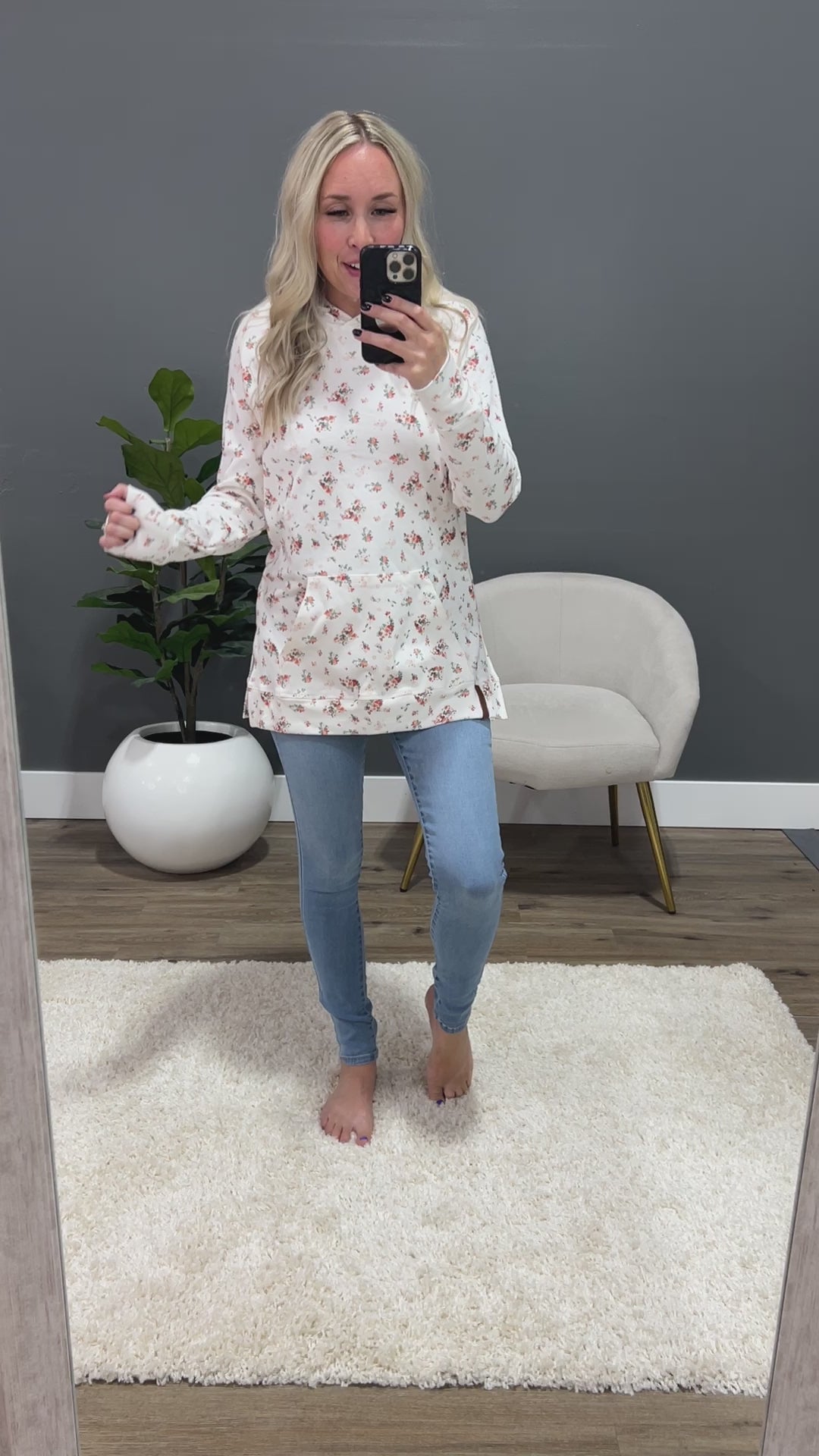 Ampersand Ave Fresh Blooms Sideslit Hoodie FINAL SALE Ampersand Ave