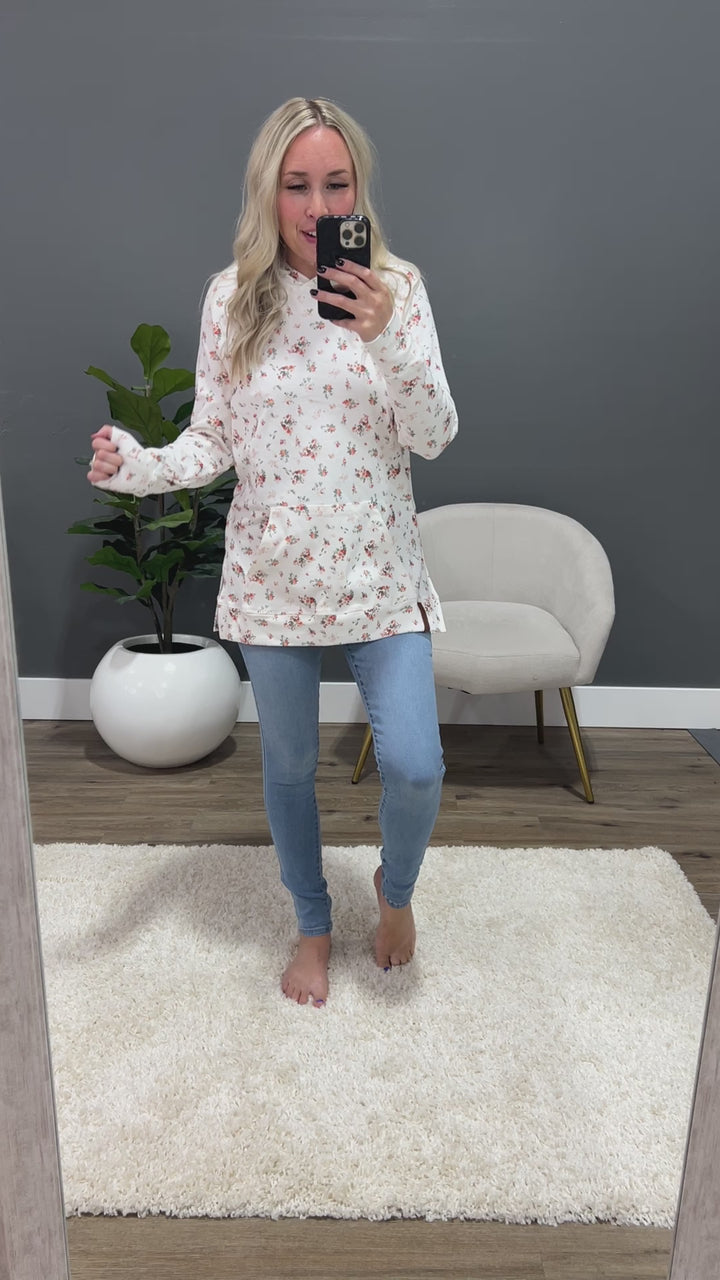Ampersand Ave Fresh Blooms Sideslit Hoodie FINAL SALE Ampersand Ave