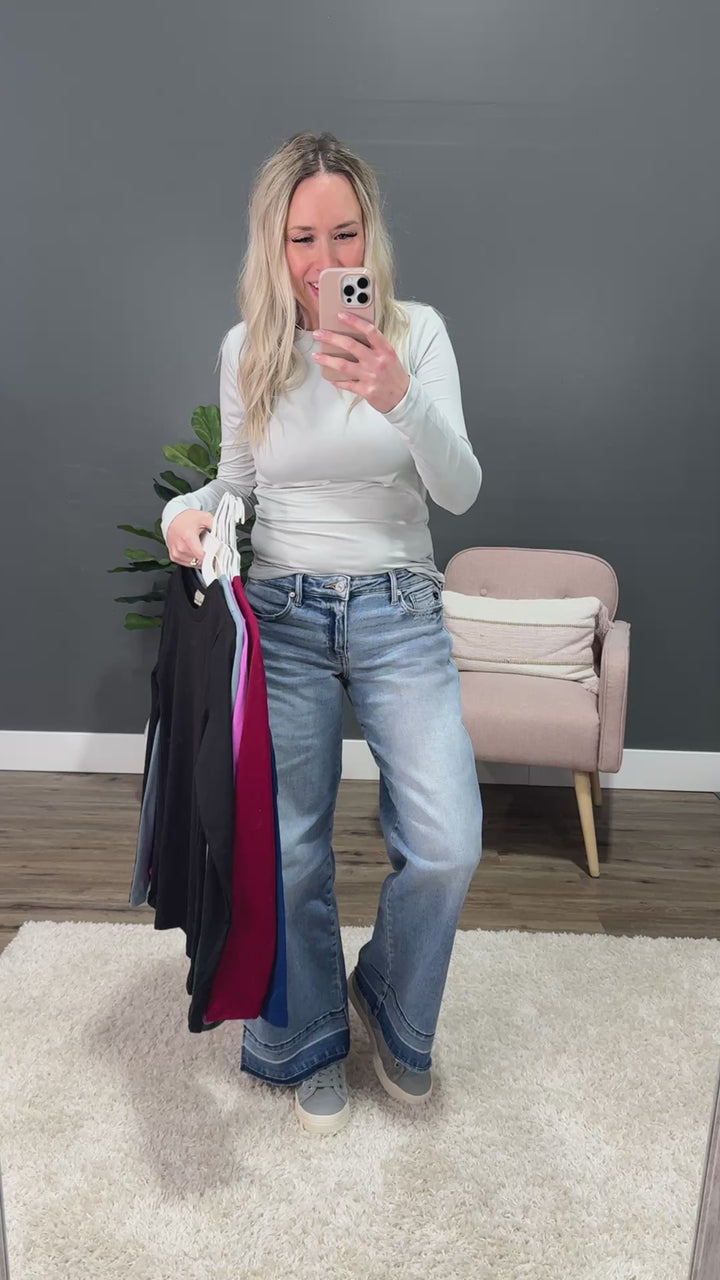 Favorite Crewneck Long Sleeve Top - Bright Mauve Zenana