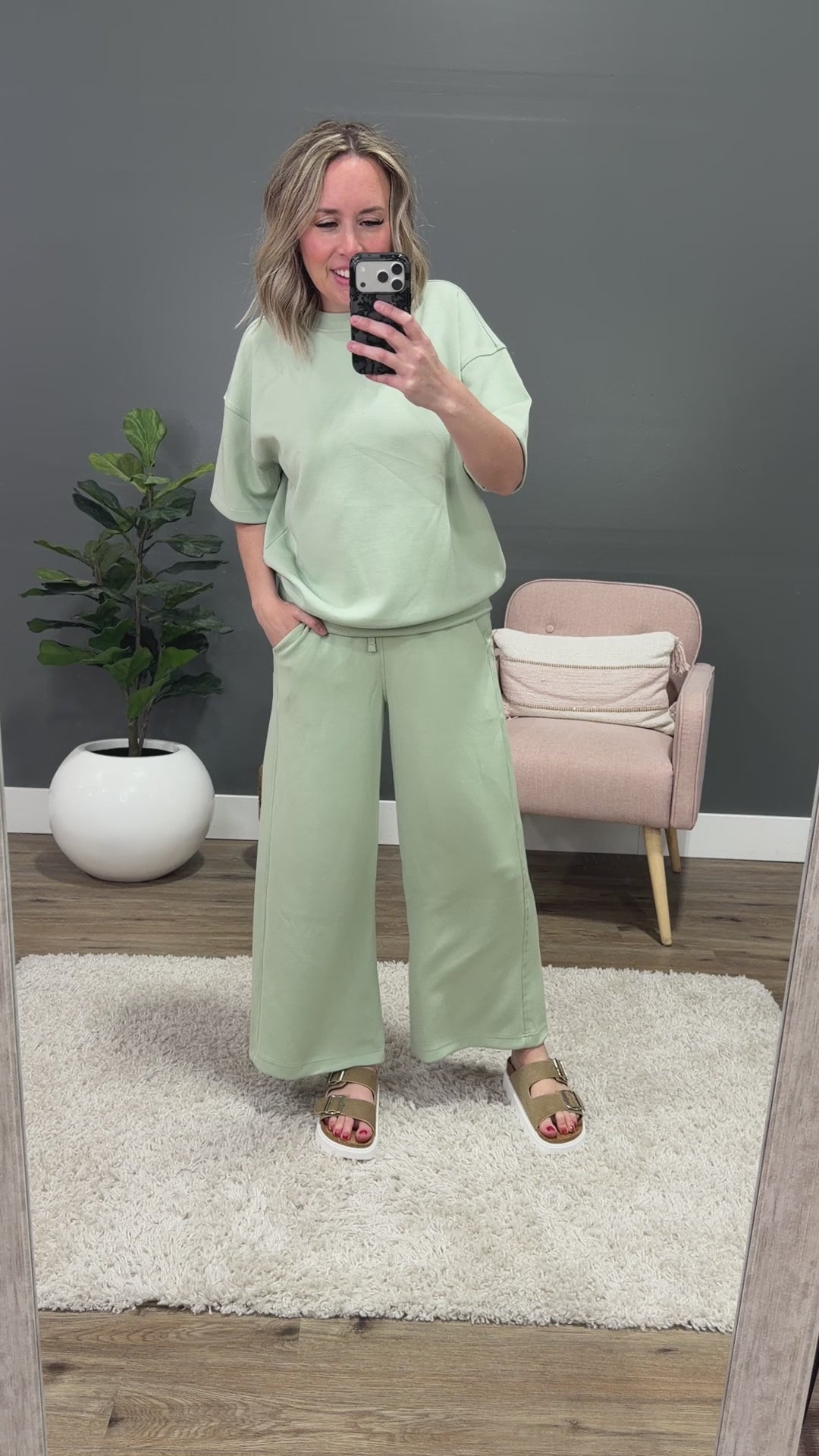 NEW! Macey Scuba Fabric Top - Pistachio Cream Rae Mode