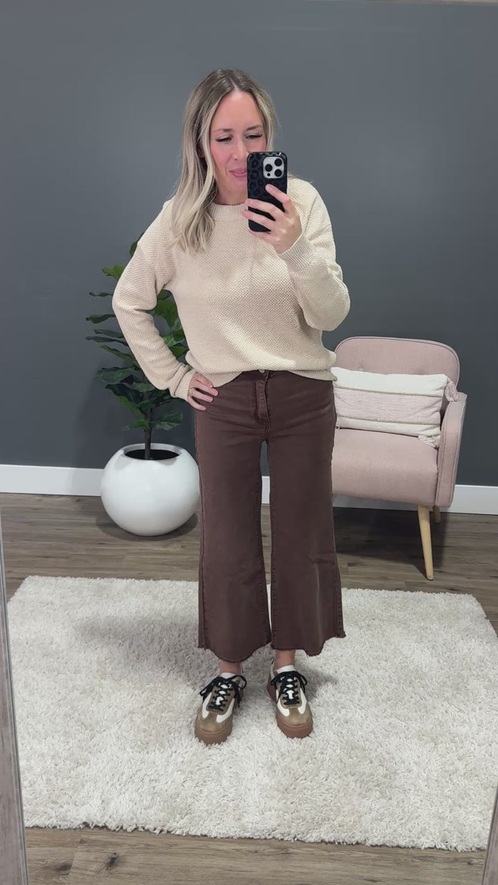 Mae Wide Leg Cropped Jeans - Mahogany Zenana