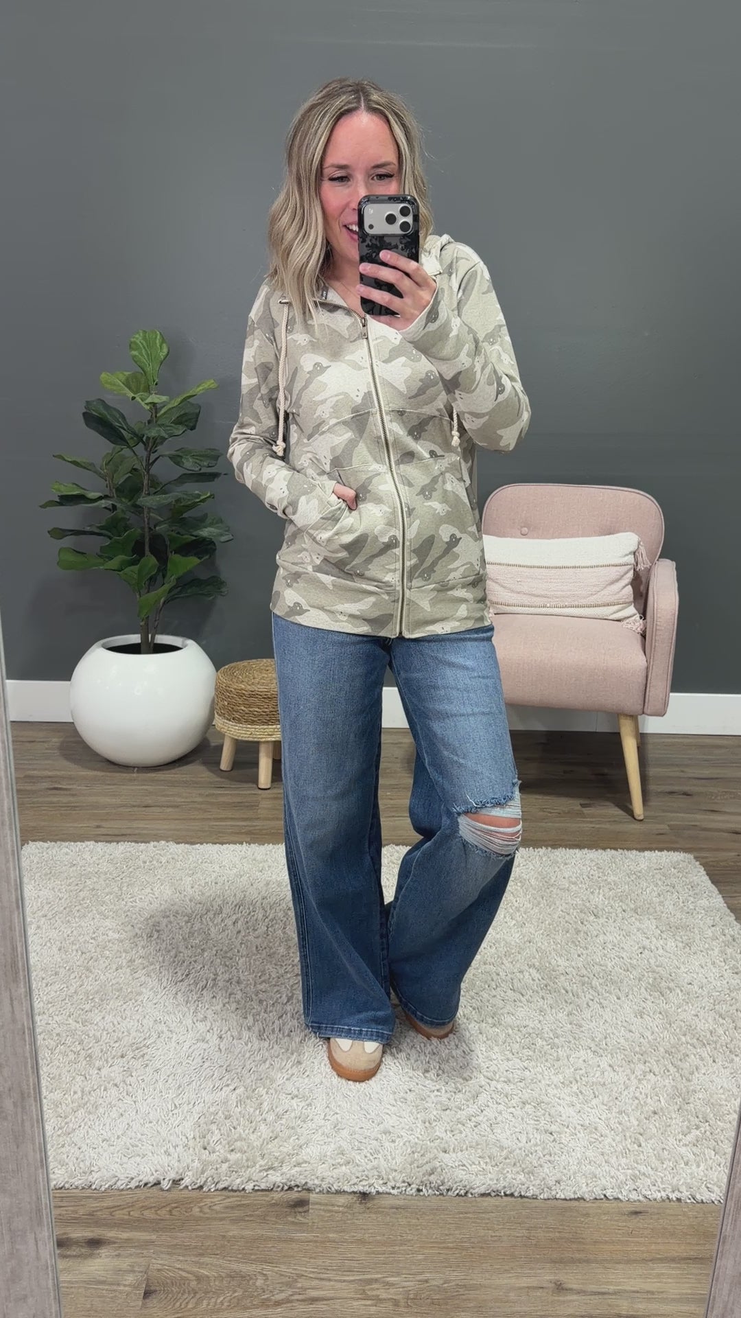 NEW! Ampersand Ave Peek-A-Boo Camo FullZip Sweatshirt Ampersand Ave