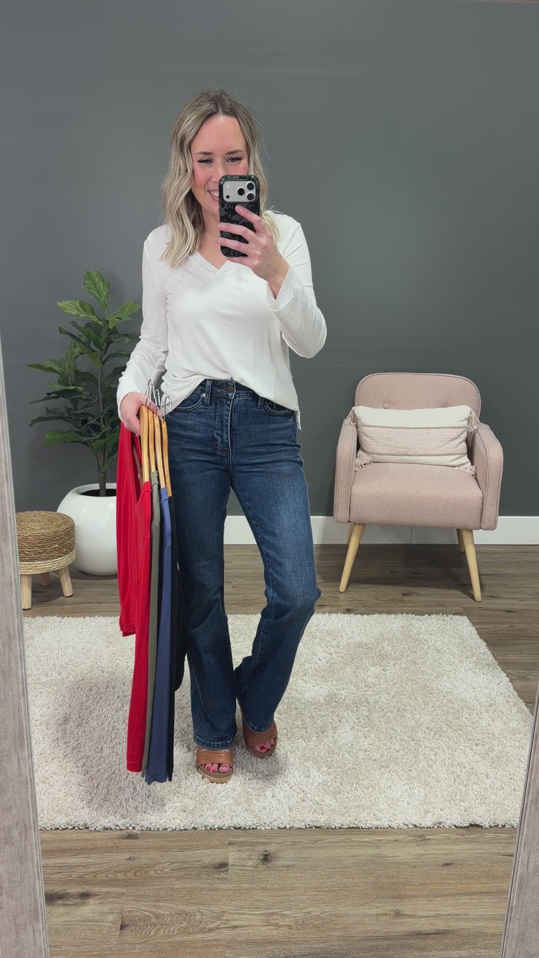 Bethany Cut Edge V Neck Top - Red SALE Sew In Love